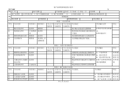 新产品样机研制进度计划书