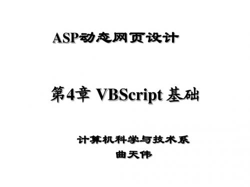 第4章 VBscript基础