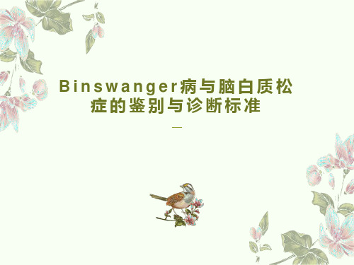 Binswanger脑病与脑白质疏松的影像诊断与鉴别诊断