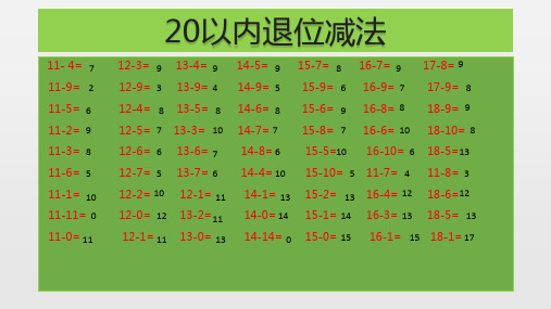 100以内退位减法