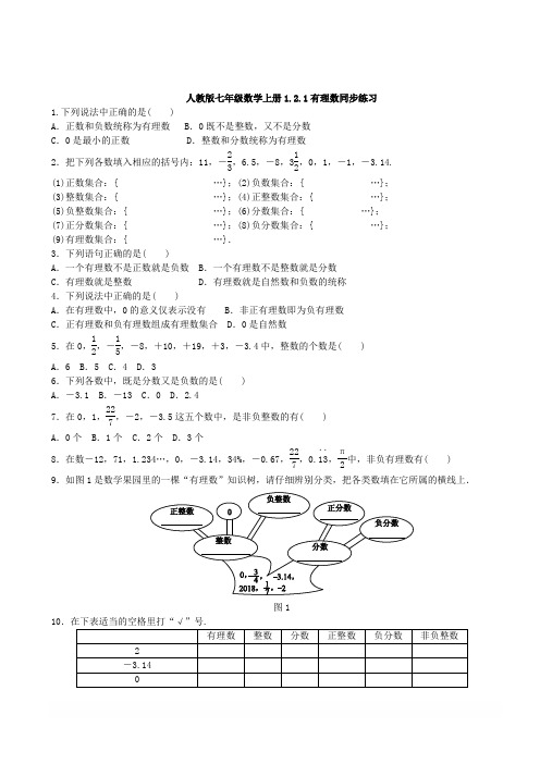 人教版七年级数学上册1.2.1有理数同步练习含答案