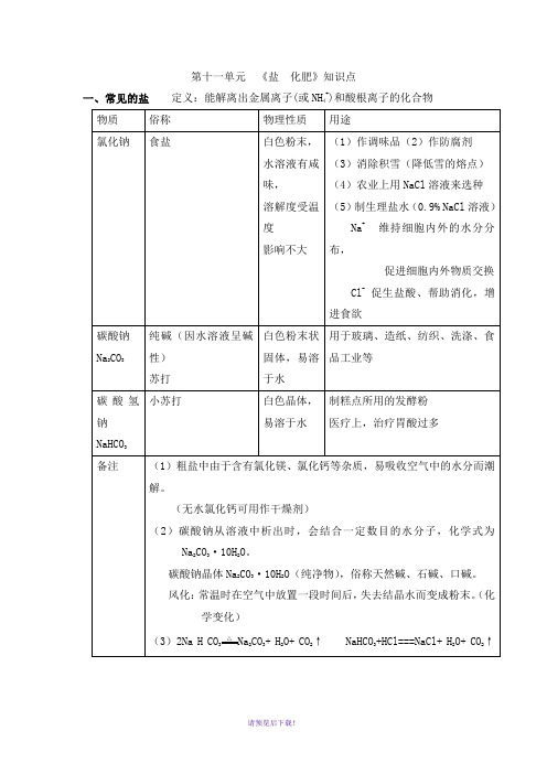 《盐化肥》知识总结