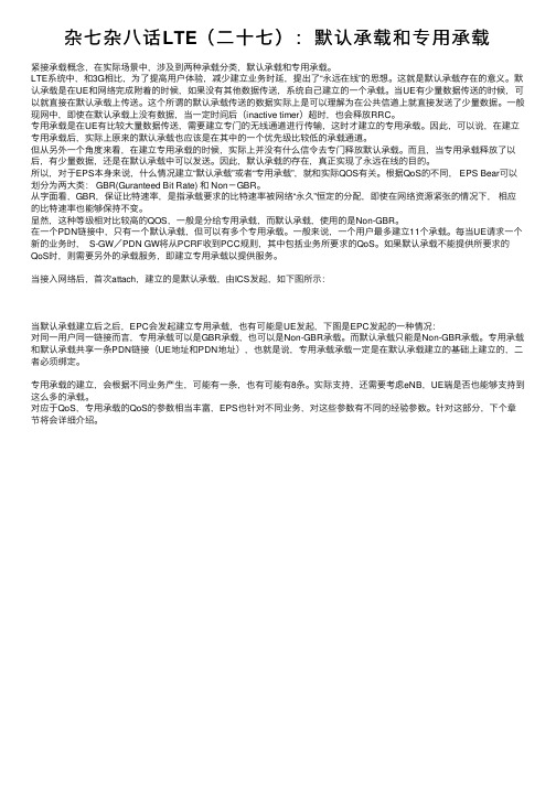 杂七杂八话LTE（二十七）：默认承载和专用承载