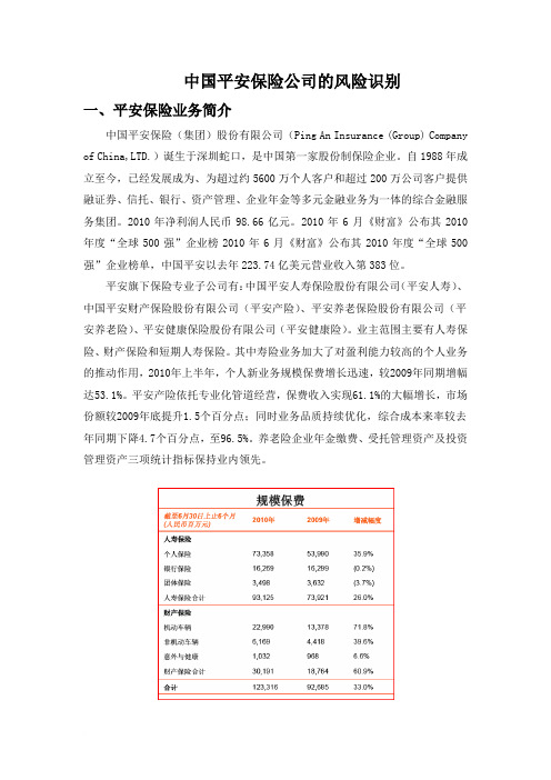 中国平安保险公司的风险识别