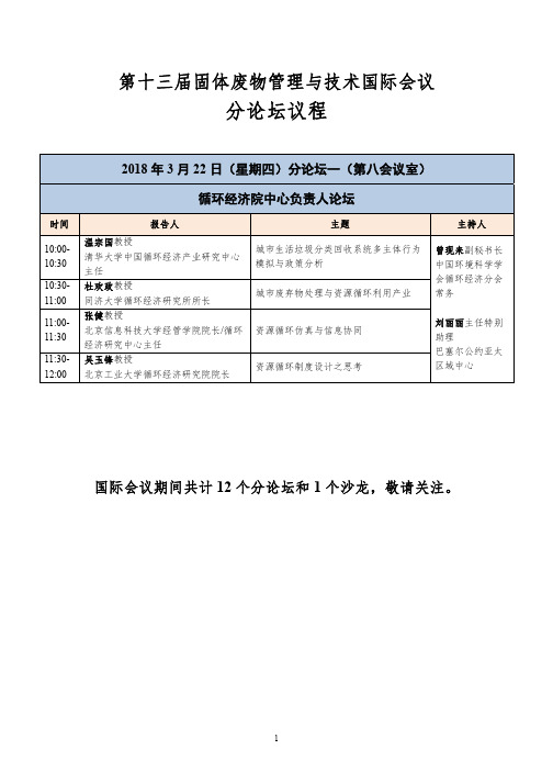 分论坛议程