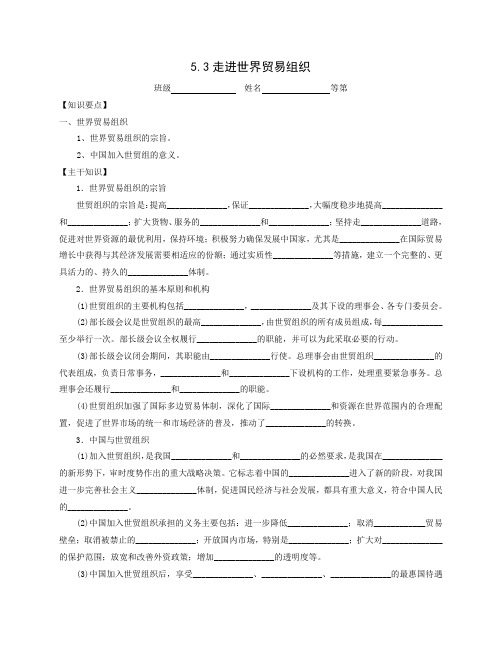 新版高二政治学案：5.3《走进世界贸易组织》(新人教版选修3)