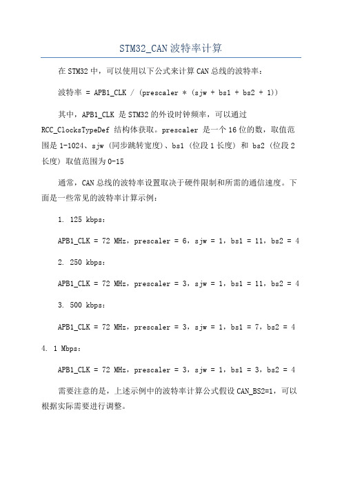 STM32_CAN波特率计算