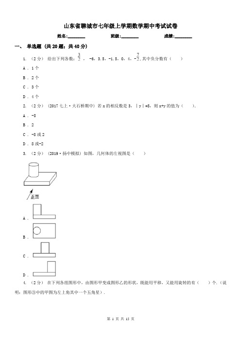 山东省聊城市七年级上学期数学期中考试试卷