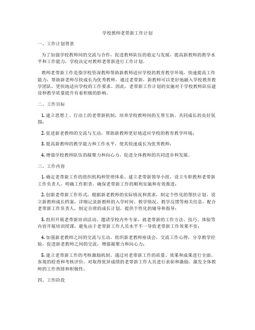 学校教师老带新工作计划