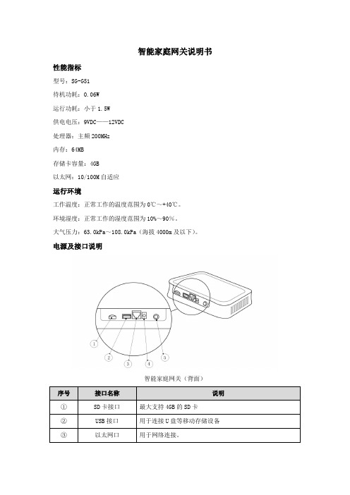 智能家庭网关SG-G51 说明书