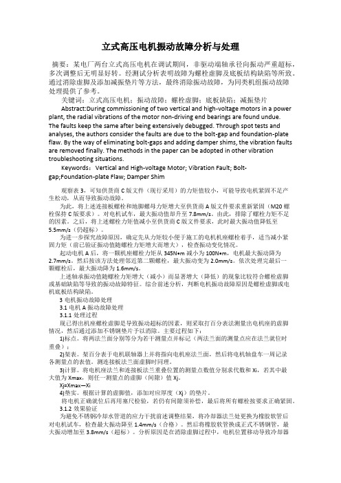 立式高压电机振动故障分析与处理