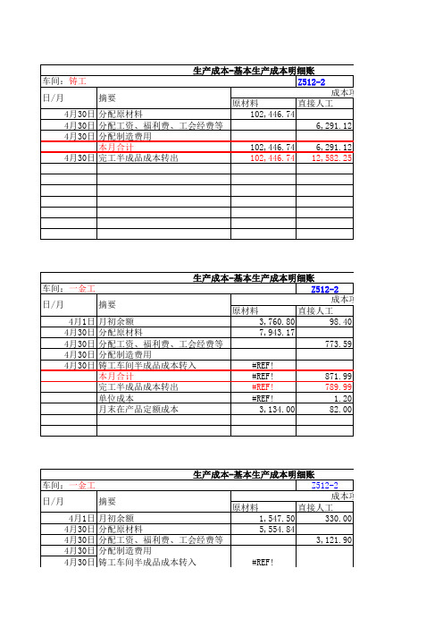 成本会计模拟实训答案