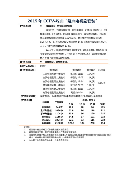 2015年CCTV戏曲经典电视剧套装