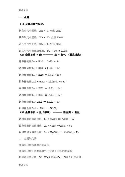 各类物质的化学性质总结复习过程