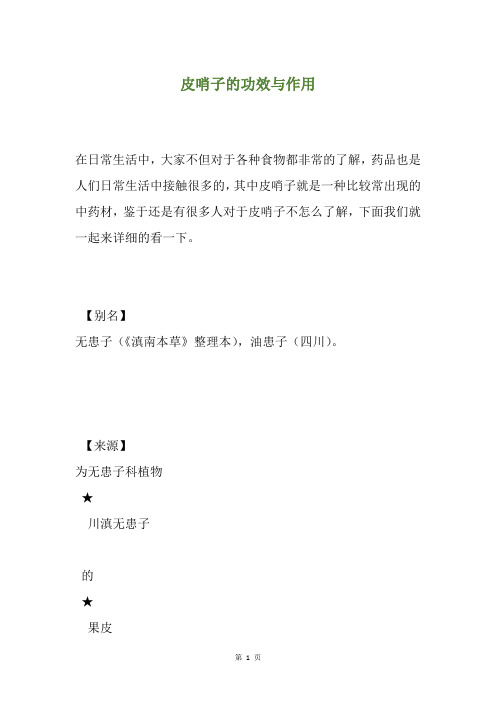 皮哨子的功效与作用