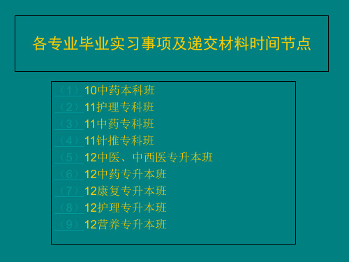 各专业毕业实习事项及递交材料时间节点-资料.ppt