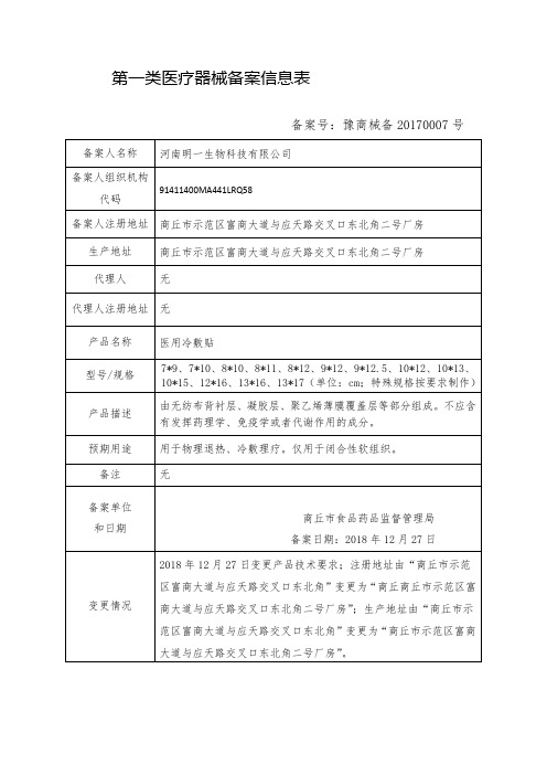 第一类医疗器械备案信息表.doc