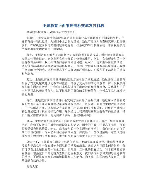 主题教育正面案例剖析交流发言材料