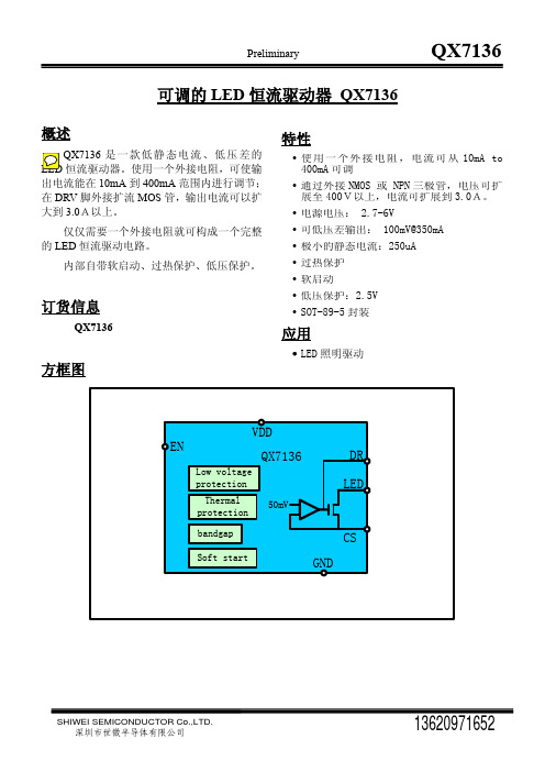 QX7136线性恒流驱动IC(可调电流)