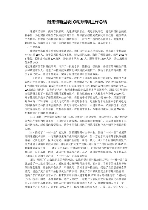 时集镇新型农民科技培训工作总结