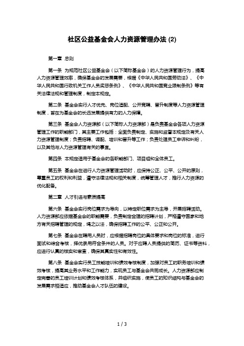 社区公益基金会人力资源管理办法 (2)