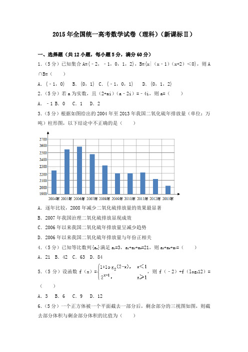 2015年全国统一高考数学试卷(理科)(新课标ⅱ)