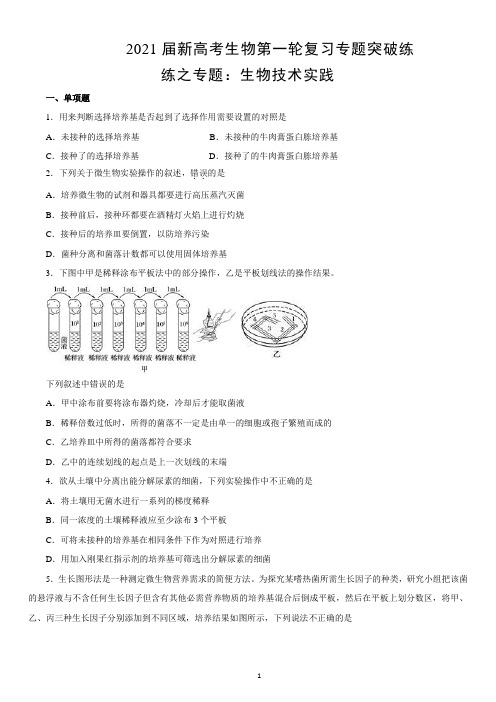 新高考生物第一轮复习专题突破练 生物技术实践(含答案)