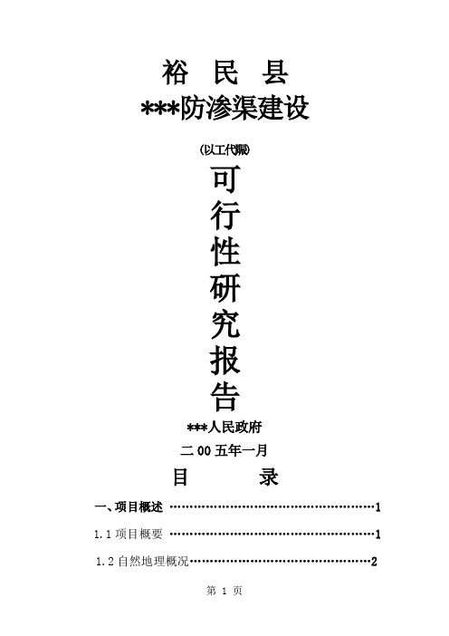 防渗渠建设可行研究报告1月共36页