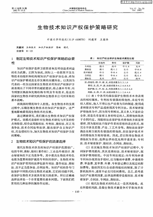 生物技术知识产权保护策略研究