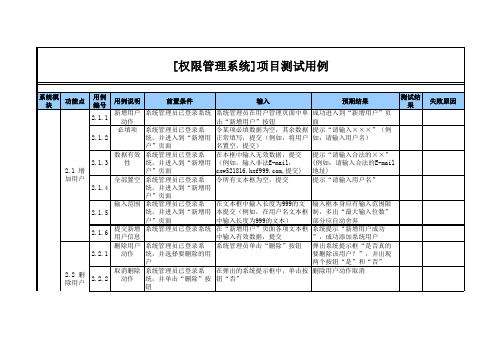 功能模块测试用例(模板)