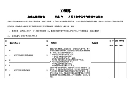 土建工程师目标责任书绩效考核表