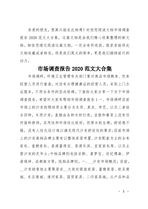 市场调查报告2020范文大合集