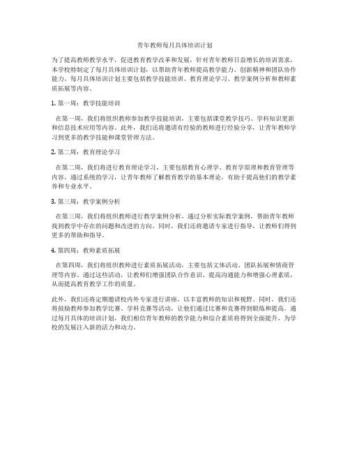 青年教师每月具体培训计划