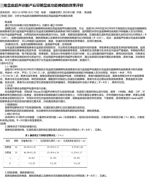 三维盆底超声诊断产后早期盆底功能障碍的效果评价