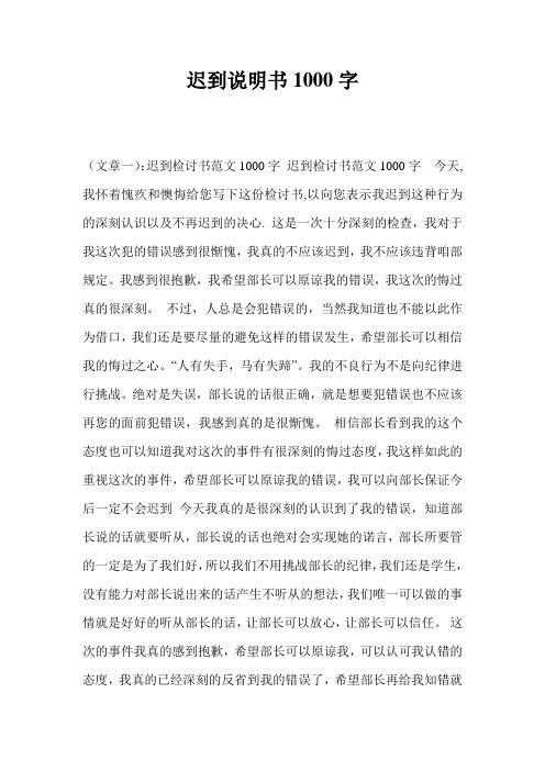 迟到说明书1000字