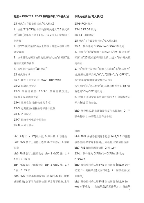 柯尼卡KONICA 7065数码复印机25模式