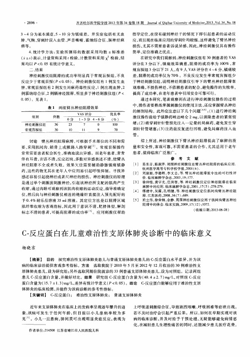 C-反应蛋白在儿童难治性支原体肺炎诊断中的临床意义