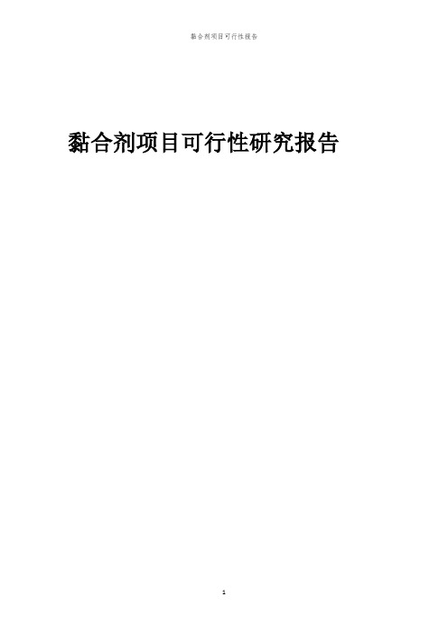 黏合剂项目可行性报告