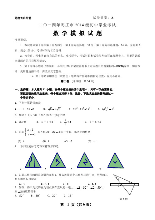 2014年中考数学模拟试题