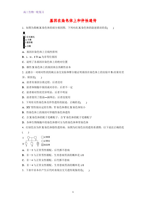 高三生物一轮复习课时作业12：基因在染色体上和伴性遗传 练习