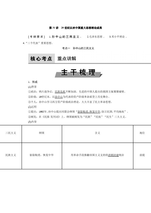 [备考资料]2020届一轮复习人教版  20世纪以来中国重大思想理论成果  教案.doc