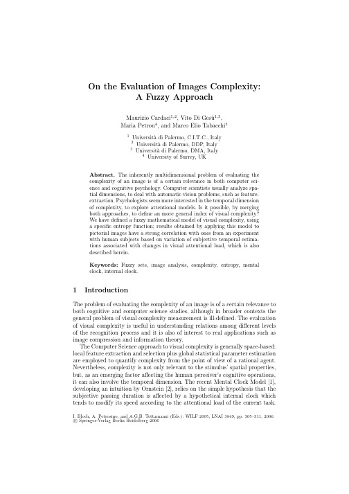 On the Evaluation of Images Complexity A Fuzzy Approach