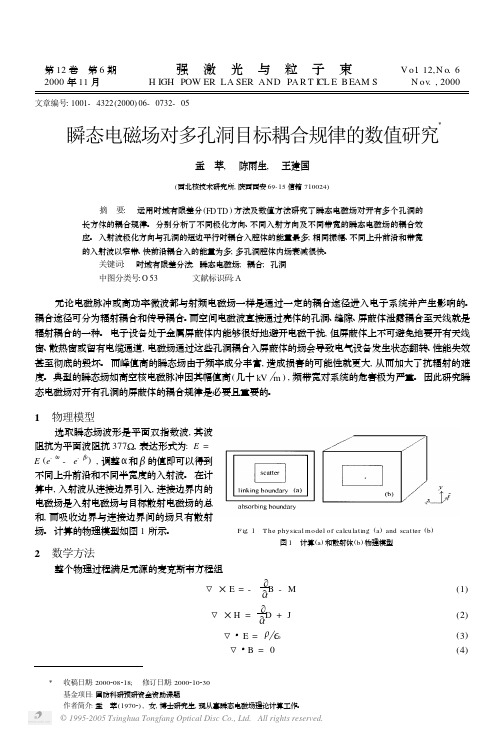 瞬态电磁场对多孔洞目标耦合规律的数值研究