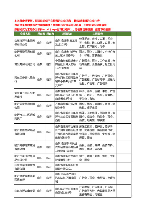 新版山东省雨伞工商企业公司商家名录名单联系方式大全42家