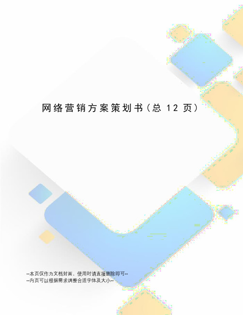 网络营销方案策划书