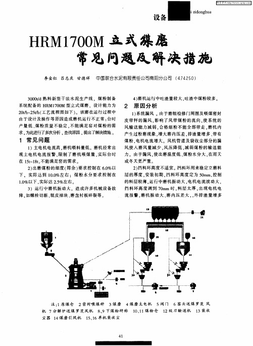 HRM1700M立式煤磨常见问题及解决措施