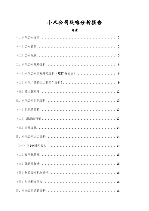 小米公司战略分析报告