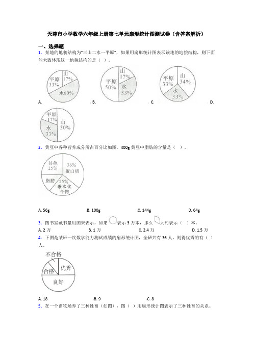 天津市小学数学六年级上册第七单元扇形统计图测试卷(含答案解析)