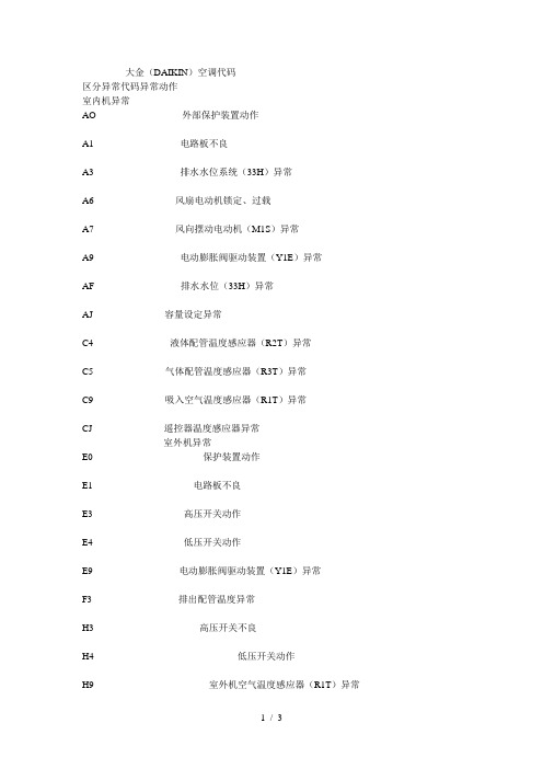 大金(DAIKIN)空调代码文档