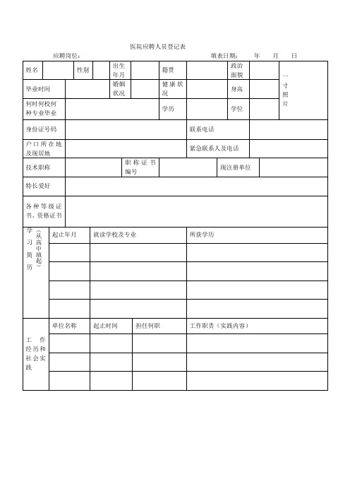 应聘人员简历表